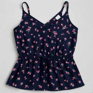 Floral Print Sleeveless Peplum Top‎ – Size M